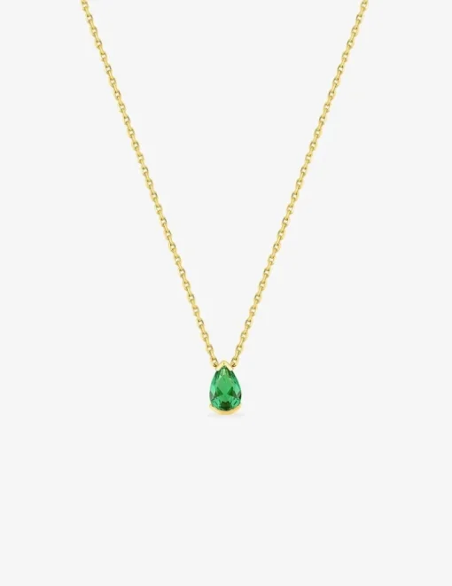 Collier or jaune 750 ‰ et émeraude verte SO OR