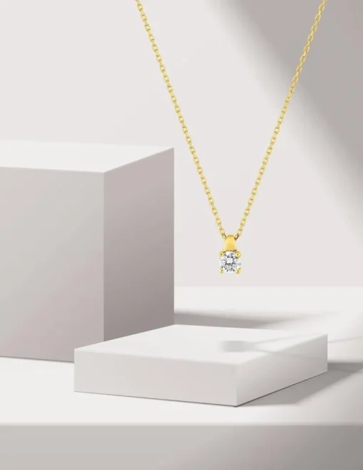 Collier or jaune 375 ‰ et oxyde 3.5 mm serti quatre griffes SO OR