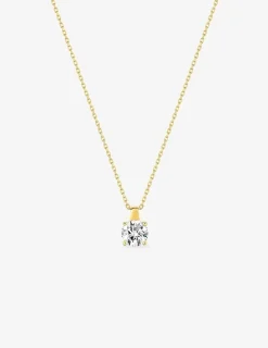 Collier or jaune 375 ‰ et oxyde 5.5 mm serti quatre griffes SO OR