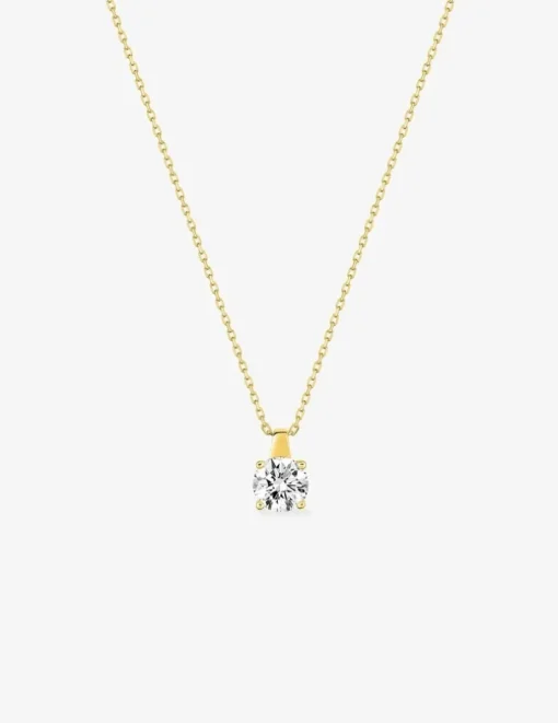 Collier or jaune 375 ‰ et oxyde 5.5 mm serti quatre griffes SO OR