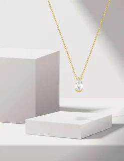Collier or jaune 375 ‰ et oxyde poire serti demi-barette SO OR