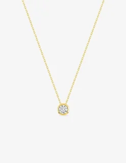 Collier or jaune 375 ‰ et oxyde de zirconium serti clos SO OR