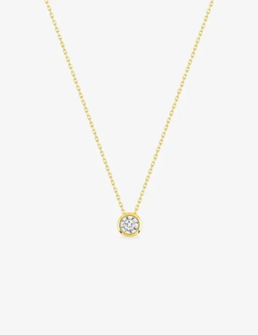 Collier or jaune 375 ‰ et oxyde de zirconium serti clos SO OR