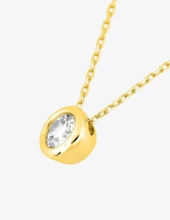 Collier or jaune 375 ‰ et oxyde de zirconium serti clos SO OR