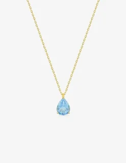 Collier or jaune 375 ‰ et topaze bleue traitée SO OR