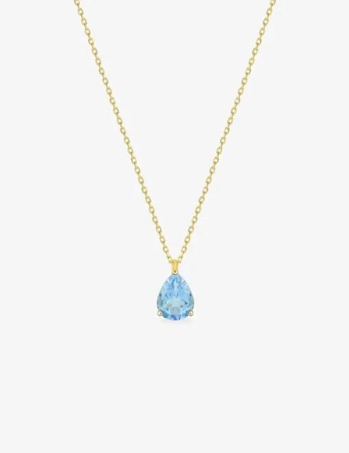 Collier or jaune 375 ‰ et topaze bleue traitée SO OR