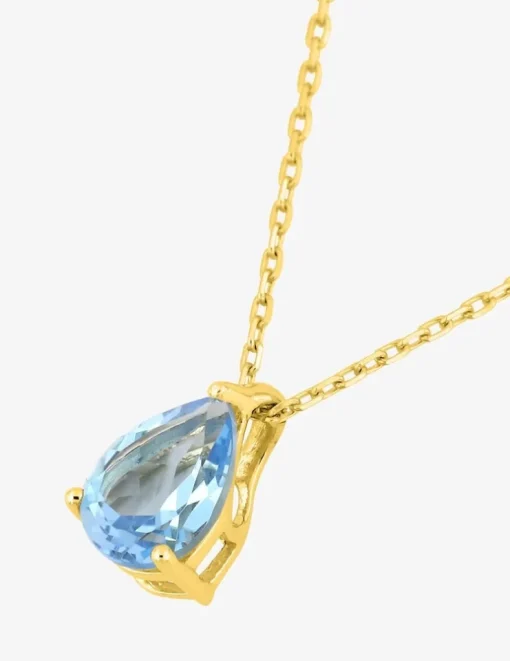 Collier or jaune 375 ‰ et topaze bleue traitée SO OR