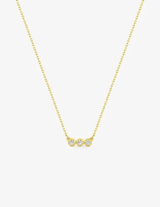 Collier or jaune 375 ‰ et trilogie oxydes de zirconium SO OR
