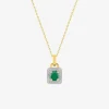 Collier or jaune 375 ‰, émeraude, rhodium et oxydes de zirconium motif fantaisie SO OR
