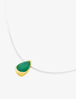 Collier or jaune 375 ‰, émeraude et fil nylon SO OR