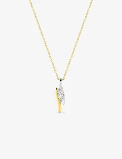 Collier or jaune 750 ‰, oxyde de zirconium et rhodium SO OR