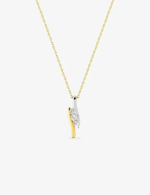 Collier or jaune 750 ‰, oxyde de zirconium et rhodium SO OR
