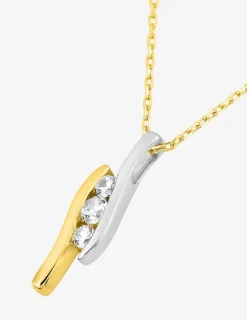 Collier or jaune 750 ‰, oxyde de zirconium et rhodium SO OR