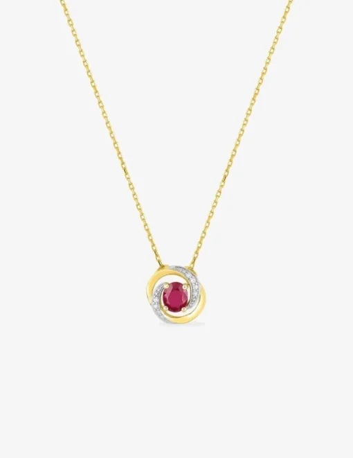 Collier or jaune 750 ‰ rubis et oxyde de zirconium SO OR