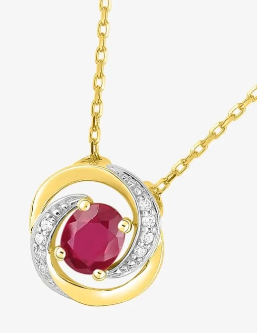 Collier or jaune 750 ‰ rubis et oxyde de zirconium SO OR