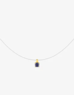 Collier or jaune 375 ‰, saphir et fil nylon SO OR