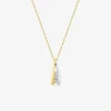 Collier or jaune 375 ‰, trilogie oxydes de zirconium et rhodium SO OR