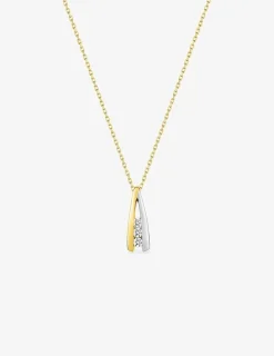 Collier or jaune 375 ‰, trilogie oxydes de zirconium et rhodium SO OR