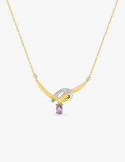 Collier or jaune 375‰, améthyste, diamanté SO OR