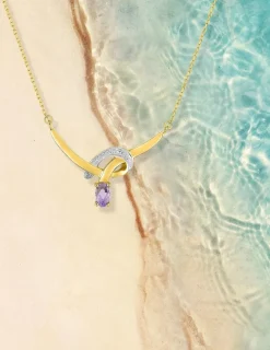 Collier or jaune 375‰, améthyste, diamanté SO OR