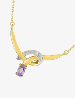 Collier or jaune 375‰, améthyste, diamanté SO OR