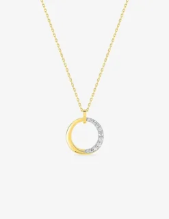 Collier or jaune 375‰ et anneau avec oxydes de zirconium et rhodium SO OR