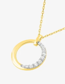 Collier or jaune 375‰ et anneau avec oxydes de zirconium et rhodium SO OR
