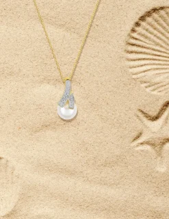 Collier or jaune 375‰ et perle de 8 mm et oxyde de zirconium SO OR