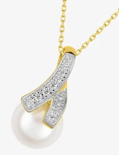 Collier or jaune 375‰ et perle de 8 mm et oxyde de zirconium SO OR