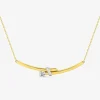 Collier or jaune 375‰ et rhodié avec oxyde de zirconium 4 griffes SO OR
