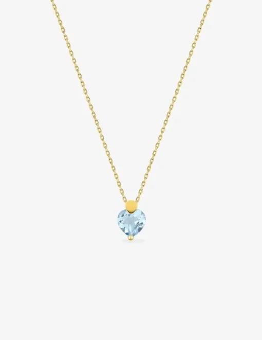 Collier or jaune 375‰ et topaze bleue cœur SO OR