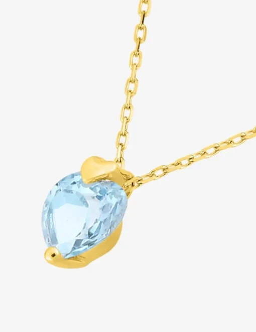 Collier or jaune 375‰ et topaze bleue cœur SO OR