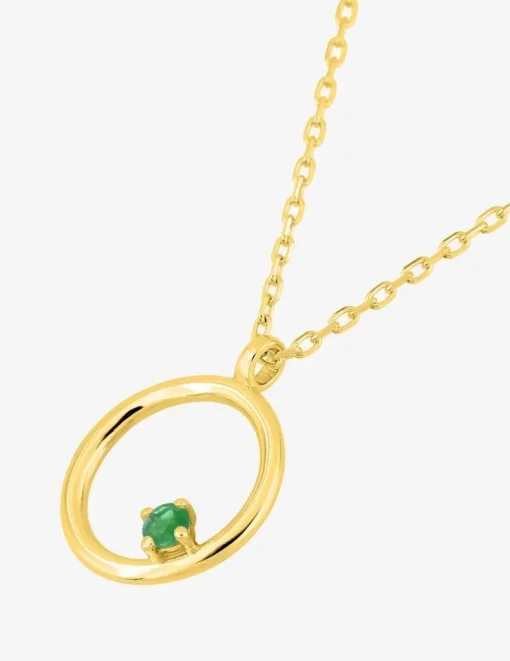 Collier or jaune 375‰ émeraude cercle SO OR