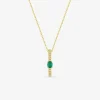Collier or jaune 375‰, émeraude et oxyde de zirconium SO OR