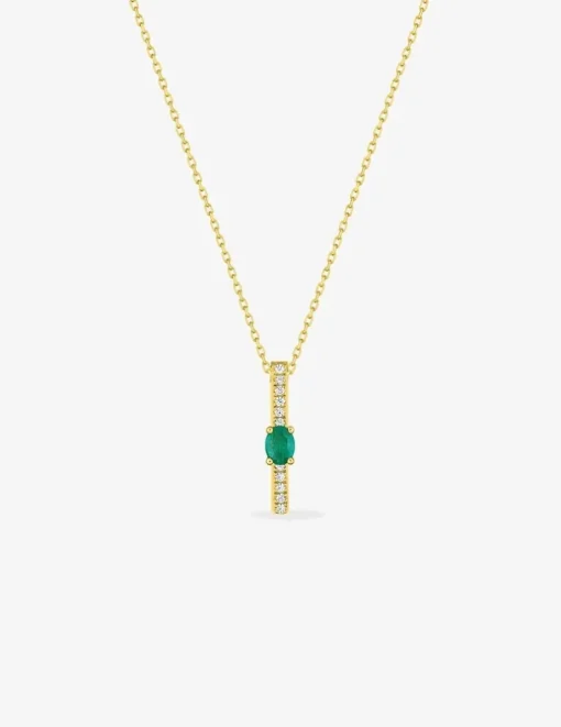 Collier or jaune 375‰, émeraude et oxyde de zirconium SO OR