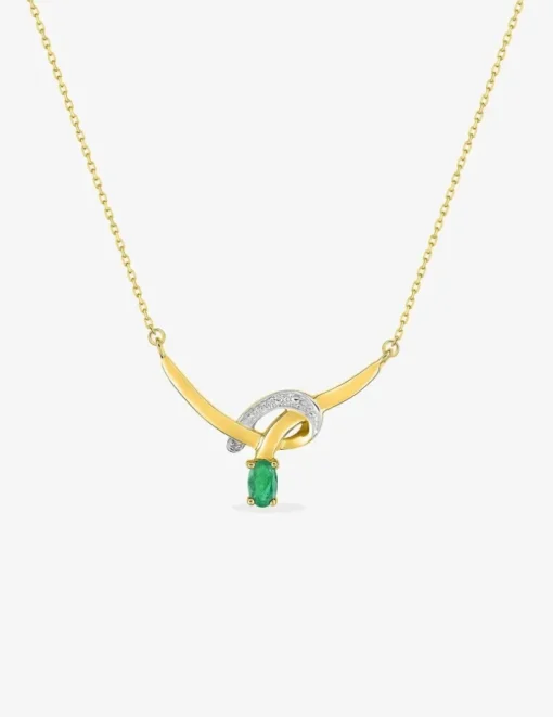 Collier or jaune 375‰, émeraude SO OR