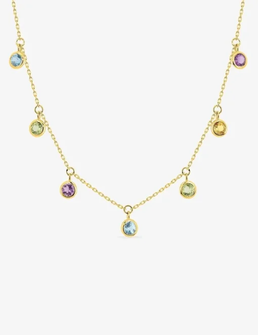 Collier or jaune 375‰, topaze, péridot, améthyste et citrine SO OR