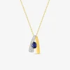 Collier or jaune bicolore 375‰, saphir et oxyde de zirconium SO OR