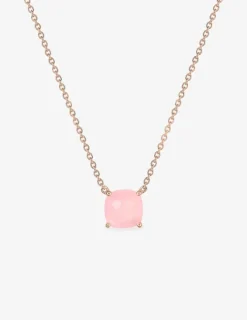 Collier or rose 750 ‰ et calcédoine rose SO OR