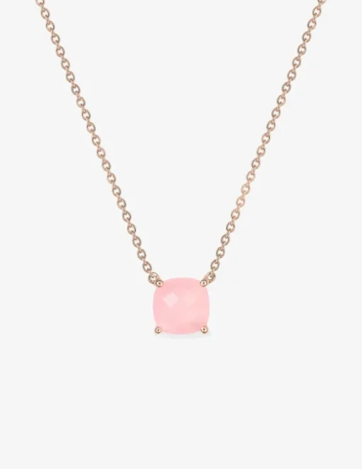 Collier or rose 750 ‰ et calcédoine rose SO OR