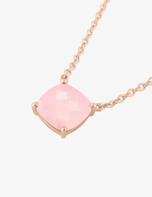 Collier or rose 750 ‰ et calcédoine rose SO OR