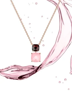 Collier or rose 750 ‰ grenat et calcédoine rose SO OR