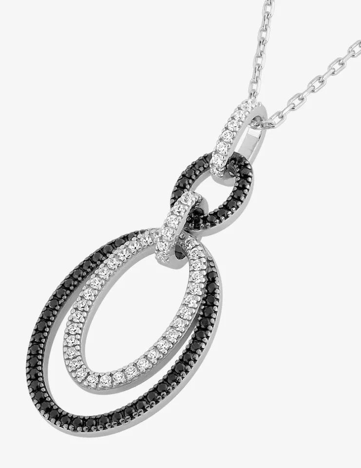 Collier ovales bicolores argent 925‰ rhodié et oxydes de zirconium SO OR