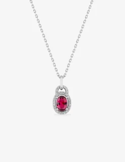 Collier oxyde de zirconium rouge accompagné argent 925‰ rhodié SO OR