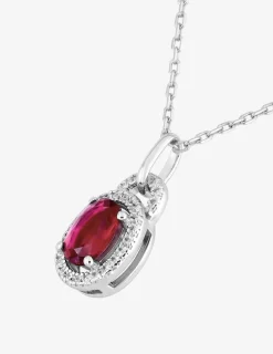 Collier oxyde de zirconium rouge accompagné argent 925‰ rhodié SO OR