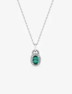 Collier oxyde de zirconium vert accompagné argent 925‰ rhodié SO OR