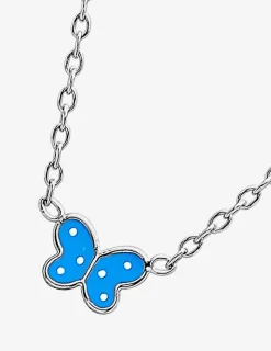 Collier papillon laqué bleu argent 925‰ rhodié SO OR