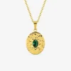 Collier pendentif 45 cm, acier doré, malachite synthétique SO OR
