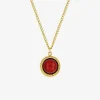 Collier pendentif acier doré avec rubis synthétique SO OR