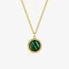 Collier pendentif acier doré motif et malachite SO OR